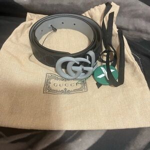 Gucci double G leather black and grey 
Authentic  
REAL !!!